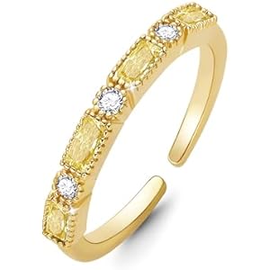Nymerianoble Birthstone Rings for Women Non Tarnish Wedding Bands for Women Sister Birthday Gifts Women's Eternity RIngs Dainty Gemstone CZ Ring Valentine's Gift for Her Teen Gls Jewelry 11.