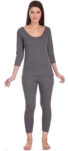 Full Sleeve Upper Vest for Women Thermal Top and Lower Thermal Top(Size-Large) Grey-image-9