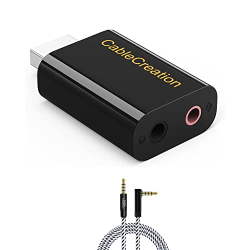 Cablecreation Bundle – 2 Items Usb Audio Adapter + 3.5Mm Audio Cable Right Angle Aux Cord 3Feet #TOP21