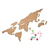 Aplicación sencilla: fácil de instalar con características autoadhesivas, lo que garantiza una fácil configuración, mapa de viaje con alfileres, mapa del mundo con tablero de corcho de madera