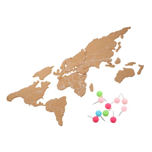 SHINEOFI Tablero de Corcho Autoadhesivo con Mapa del Mundo Decoración Mural Interactiva para Hogar y Oficina Fondo de Viaje Flexible con Chinchetas para Marcar Destinos y Personalizar
