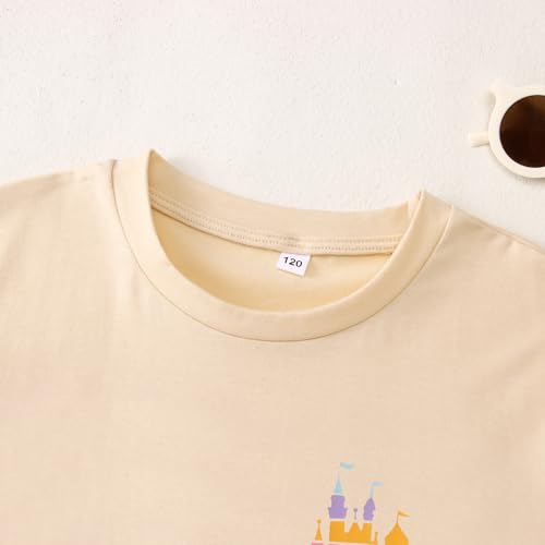 Image of CM C&M WODRO Magic Kingdom Shirt for Kid Castle Graphic T-Shirt Girls Holiday Fairy Tale Tee Summer Casual Short Sleeve Tops