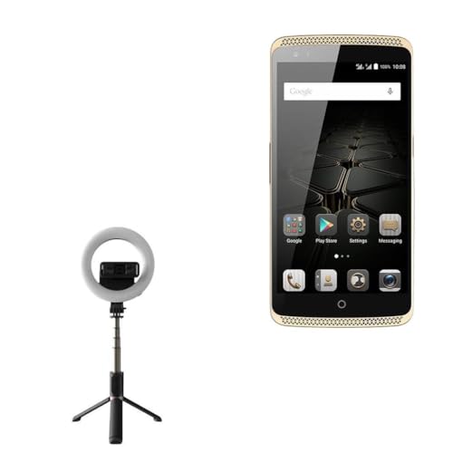 BoxWave Stand and Mount Compatible with ZTE Prelude 2 - RingLight SelfiePod, Selfie Stick Extendable Arm with Ring Light - Jet Black