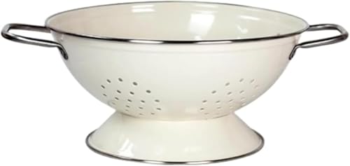 YAOSHANZZG フルーツバスケット、水切りラック、ザル、ホーロー、大容量ポット、キッチン用品、錆びにくい (大さい,乳白色)