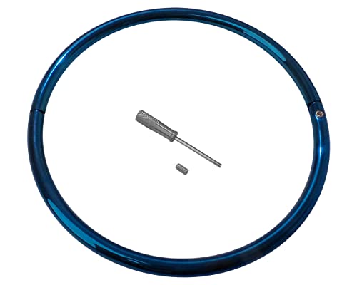 Cuff Store 15inch 8mm Blue Titanium Over Stainless Steel Locking Eternity Collar Slave Day Collar - CuffStore