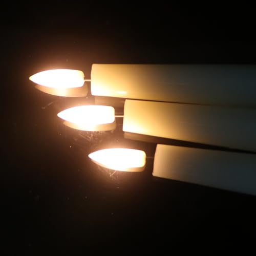 Image of Real Wax Flameless Taper Candles, LED Taper Candles Battery Operated with Rmote, Ivory Flameless Battery Candlesticks with 3D Flame for Spring Wedding Home Decor(0.78 inchx9.84 inch)