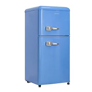 Anukis Compact Refrigerator with Freezer, 3.5 Cu.Ft 2 Door Mini Fridge for Apartment, Dorm, Office, Family, Basement, Garage – Retro Blue