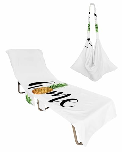 Pineapple Beach Lounge Chair Towel Cover, Soft Chaise Lounge Towel with Side Pockets Patio Pool Chairs Cover for Beach/Pool Sunbathing 29x85 Home Summer Fruits Watercolor