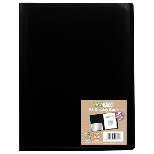 eco-eco A5 100% Recycled 120 Pocket Black Flexible Cover Portfolio Book Folder Display Book, Pack of 12 Folders, eco166x12 - Image 3