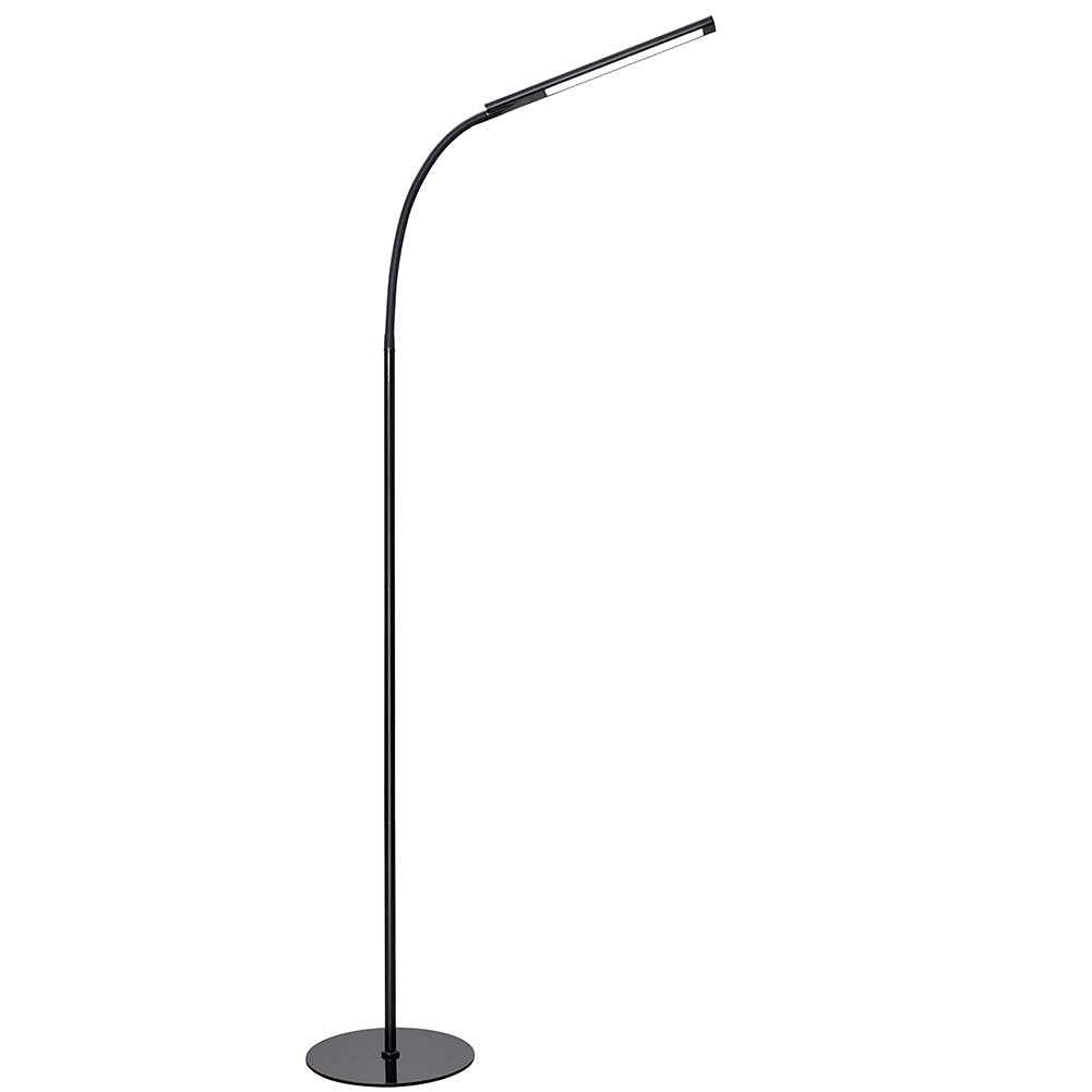BAKAJI Lampada Piantana da terra a LED ad Alta Luminosità 7W 400 Lumen Luce Bianco 5500K Dimmerabile Luminosità 4 Livelli Accensione Gestione Touch Design Moderno 165cm in Metallo (Nero)