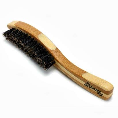 The Barbering Co. Beard Brush | Only Pure Boar Bristles | Firm, Hard Boar Hair | All Natural Bamboo, Long Handle | Helps Softening, Exfoliating, Conditioning | Use With All Beard Oils and Balms