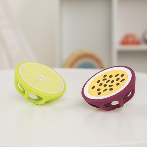 Image of Passionfruit and Lime Silicone Teethers Baby Teething Toys, Newborn Essentials Must Haves, Easy-to-Hold Design Teething Ball Baby Essentials, BPA-Free