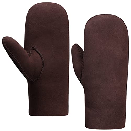 Harssidanzar Gants en Cuir Pour Hommes,Authentique Daim Mouton Ciseaux Gants En Cachemire Manchettes En Fourrure KM044,Brun,Taille XL