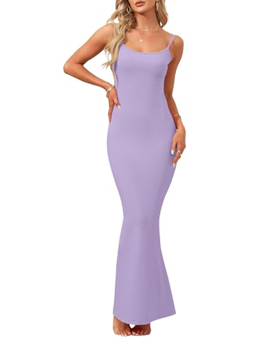Image of AUSELILY Womens Bodycon Maxi Dress Square Neck Sexy Slip Long Dress | Sleeveless slip design with a long skirt line, Going out dress for celebrations, Style with heels