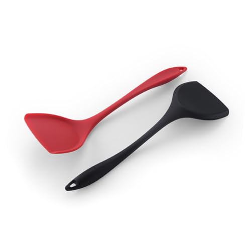 COLLBATH Heat Resistant Silicone Spatula Pan Turner for Cooking Red Silicone Nonstick Kitchen Utensil