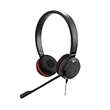 Jabra Evolve 20 SE MS – Auriculares Estéreo Certificados para Microsoft Teams para VoIP Softphone – Cancelación Pasiva de Ruido – Cable USB-A con Unidad de Control – negro