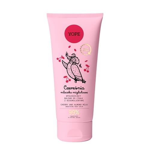 YOPE Crema Bálsamo Corporal con Péptidos Cereza y Leche de Almendras 200 ml - Loción Hidratante y Nutritiva para el Cuerpo, Piel Suave, Aroma Dulce y Cremoso, Fórmula Vegana