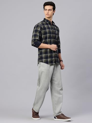 Image of Majestic Man Men Comfort Slim Fit Pure Cotton Tartan Checked Casual Shirt