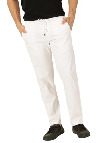 Image of Thomas Scott Men's | Solid | Light Weight | Breathable Fabric | Elasticated Waist | Mid Rise | Regular Fit | Cotton Blend | Drawstring | Chino Trouser | Pants