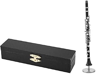 Hztyyier 16cm Miniature Black Clarinet Musical Instrument Brass Miniature Clarinet Model with Box