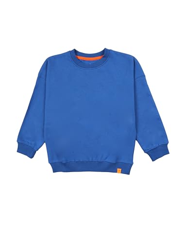 Image of KiddoPanti Boys Solid Round Neck Full Sleeve Fleece Sweatshirt | 60% Cotton 40% Polyester | Soft Warm Winter Pullover | Ribbed Cuffs & Hem | Casual Winter Sweatshirt for Kids