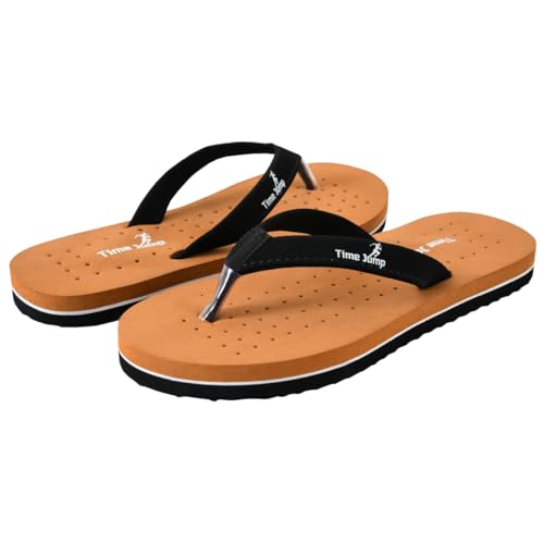 Image of Perforated Flip Flops, Burgundy with Black Straps, Casual Beach Sandals