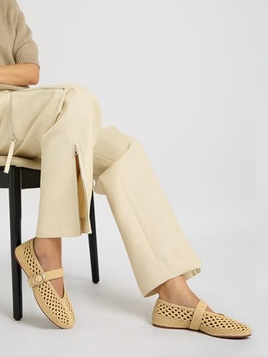 Woven Ballet Flats Women Mesh Raffia Flats Round Toe Mary Janes Comfortable Ballerina Flat Shoes4