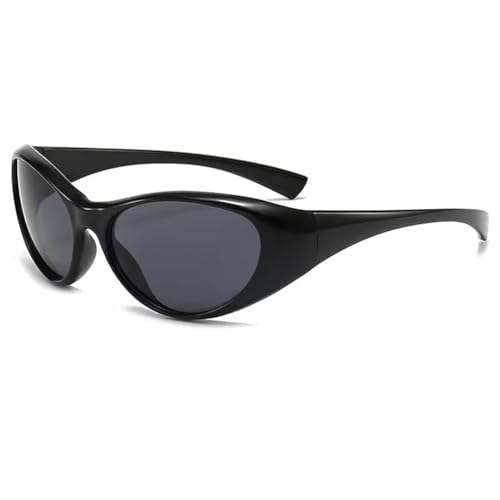 Laurinny Y2k Wrap Around Sunglasses for Women Men Trendy 90s Rave Sunglasses Cool Futuristic Sport Shades Black/Grey