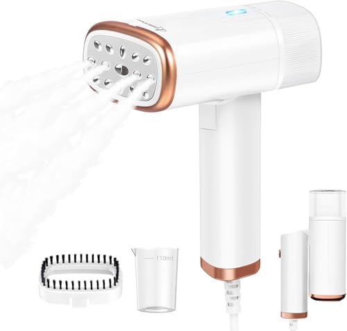 Handheld Travel Clothes Steamer - Portable 20s Fast Heat-Up Wrinkle Remover with Brush, Detachable...