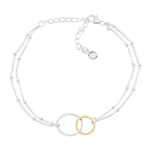 Silpada 'Pagosa' Circle Linking Station Bracelet in 14K Yellow Gold Plated Sterling Silver, 7.5" + 2"2