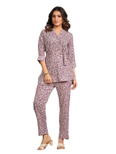 Image of NAINVISH Polyester Cord Set | Ethnic Co Ord Set | Casual Wear Pant Top Set | Fancy Co-Ord Set | Full Pair Set | Women Kurta Sets Kurtis | Women Kurta Pant Set | Coord Sets for Women