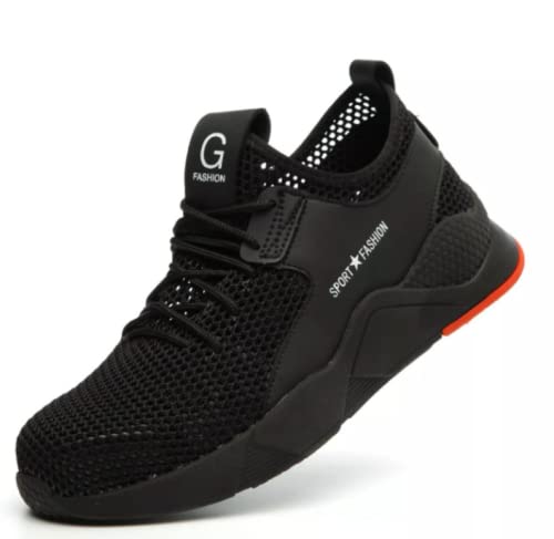 YWSKHeavy Duty Sneaker, Lightweight Mesh Breathable Work Shoes with Steel Toe Cap, Anti-Slip Puncture Proof Safety Shoes for Men and Women Big net,40 EU