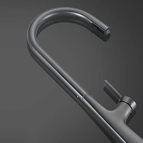 Grifo de cocina extraíble contra salpicaduras mezclador monomando negro de dos modos de flujo 5