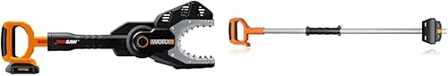 WORX WG320 - Motosierra inalámbrica de 20 V Power Share y poste de extensión WA0169 de 5 pies para motosierras de mandíbula WG320 y WG321