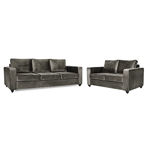 Image of Wakefit Sofa Set | 3 Year Warranty | Sofa 5 Seater, 5 Seater Sofa for Living Room, Wooden Sofa Set, Sofa Set 3+2 Seater - Napper(Fabric-Velvet : Tuscan Tan)