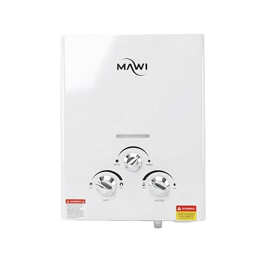 Tankless water heater Gas Propane 1.6GPM VENT FREE 41000 BTU Portable hot water Heater Great for RV & Home outdoors installation - On demand Instant hot water supply - Calentador de agua de Gas White