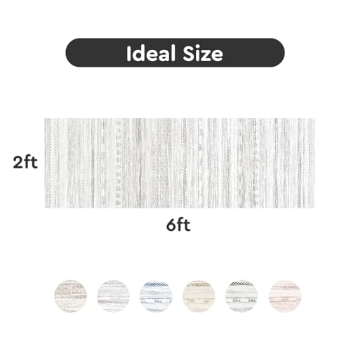 2x6 Runner Rug Machine Washable Non Slip Area Rug Distressed Neutral Moroccan Boho Rug Ultra Soft Floor Runners for Hallways for Entryway Laundry Room Kitchen, Grey