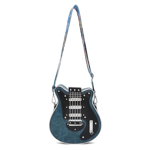 Sac à bandoulière en cuir synthétique rigide imitation guitare avec sangle