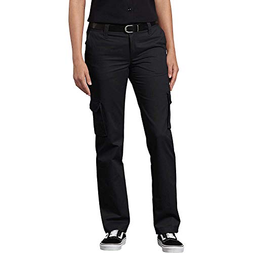 Dickies Women's Relaxed Fit Stretch Cargo Straight Leg Pant Pants, Black, 4