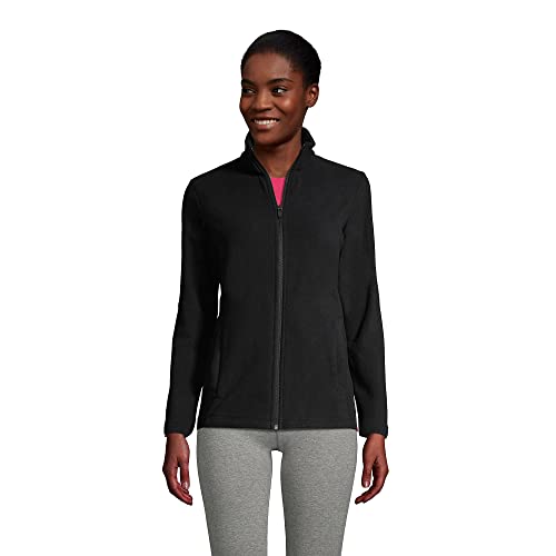 Lands' End Womens Full Zip Fleece Jacket Black Regular Medium #TOP15