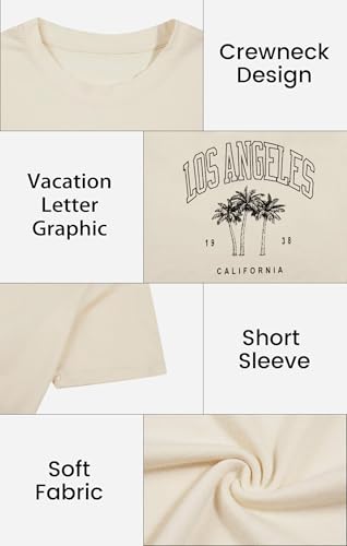 Womens Los Angeles California T-Shirts Funny Letter Printed Vintage Graphic Casual Workout Tops Holiday Tee Shirt4