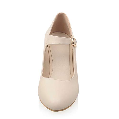 LUXMAX Womens Kitten Heel Mary Janes Ankle Strap Pumps Uniform Dress Shoes2