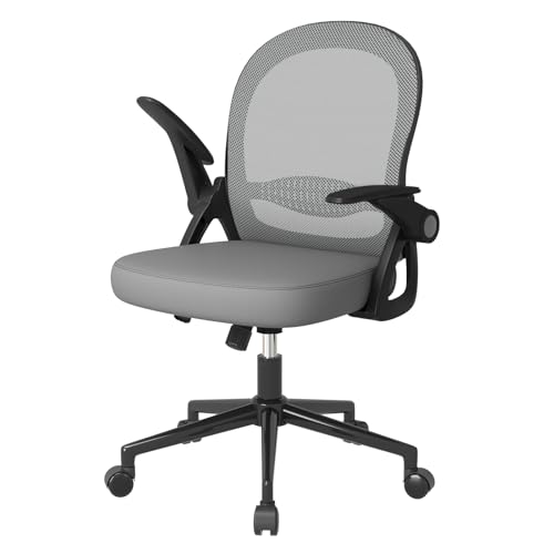 naspaluro Chaise de Bureau avec Accoudoir Relevable, Fauteuil de Bureau avec Soutien Lombaire, Siège Bureau avec Dossier Moyen de 45 cm (sans Repose-Pieds ni...