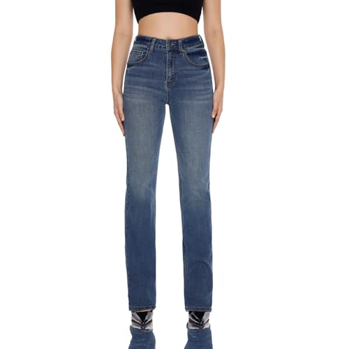 BlueMoment Women High Rise Vintage Micro Flare Stretch Bootcut Flare Retro Wash Stylish Denim Casual Stitched Comfortable