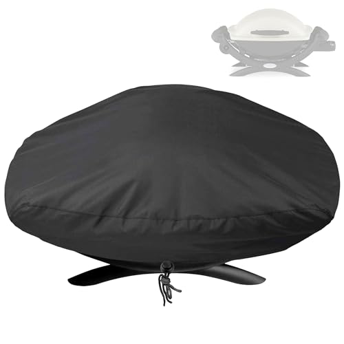 Grill Cover for Weber Q1200, Q1400, Q140, Q120, Q100 and Q1000 Grills, Outdoors Patio Barbecue BBQ Cover Fits for Webe Grill Accessories 7110 Replacement (Black)