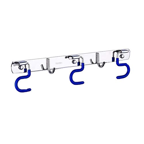 Exttlliy 304 Stainless Steel Broom Holder Organizer Multifunctional S-Style Wall Mount Mop Storage Hanger Racks (3 Positions Hooks)