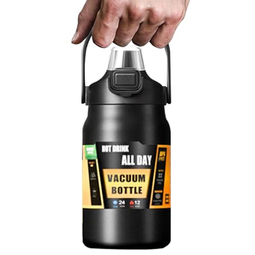 Botella Térmica | Termo con Asas - Botella De Agua Caliente Y Fría De Acero Inoxidable De Alta Capacidad,Para Leche, Bebidas, Senderismo, Deportes, Gimnasio y Trabajo