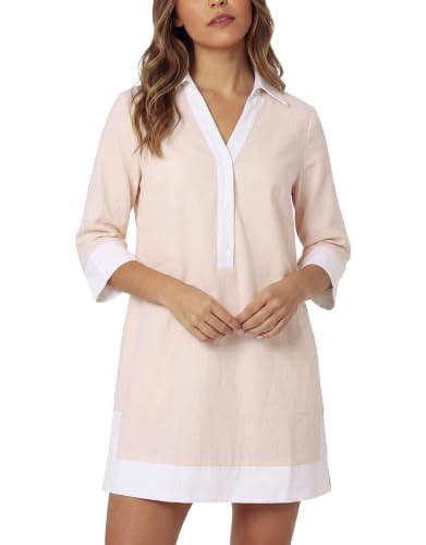 Image of Kedera Women Button Shirt Dress V Neck Short Sleeves Summer Casual Work Shift Tunic Dress with Pockets