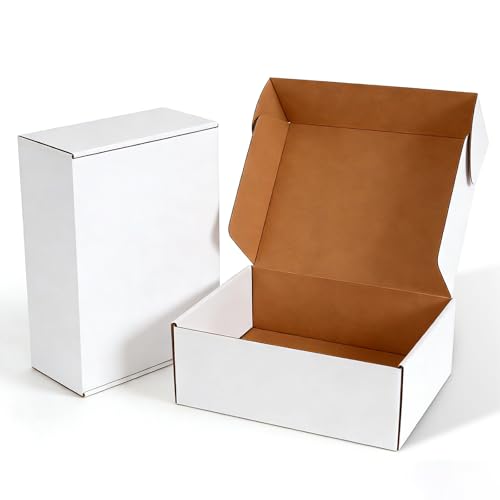 12x9x4 inch Shipping Boxes 20 Pack, White Mailer Corrugated Cardboard Boxes Commerce Packaging Boxes for Storage Book Gifts Craft