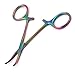 TeckMed Mosquito Hemostatic Forceps with Multicolor/Rainbow Titanium Coating - Premium Quality - Hemostat Clamping Pliers with Serrated Jaws - 3.5 in. (Curved)